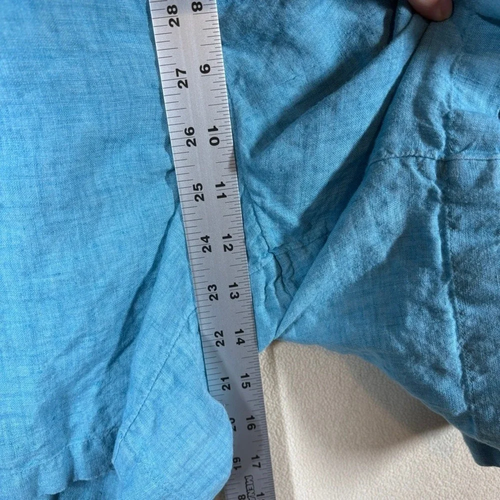 J. Jill Womens XL Teal Blue 100% Linen Elastic Waist Pocket Short Casual Classic